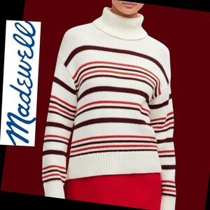 Madewell Ribbed 100%Cotton Turtleneck
Sweater in Stripe Size S